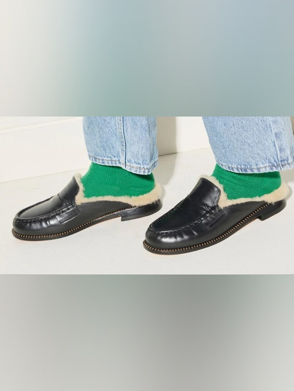 Freda Salvador Temi Shearling Mules In Black Sz 8-NWT